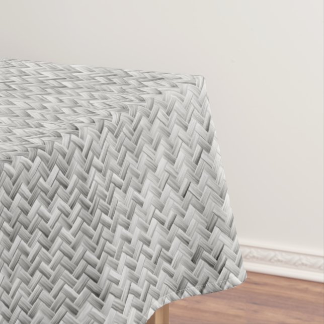 Silver Diagonal Basket Weave Geometrie Muster Tischdecke (Beispiel)