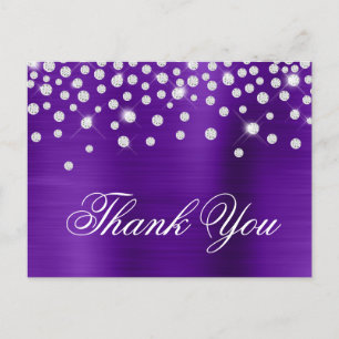 Silver Diamond Confetti Indigo Satin Foil Postkarte