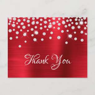 Silver Diamond Confetti Red Satin Gradient Foil Postkarte