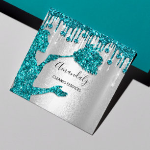 Silver Diamond-Logo für Reinigungsdienste im Haush Quadratische Visitenkarte