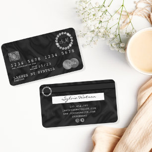 Silver Diamond Monogram Visitenkarte