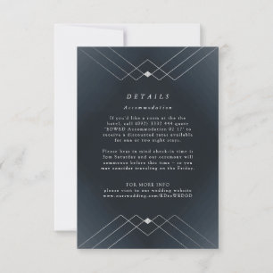 Silver Diamond Navy Geometric Deko Gatsby Wedding RSVP Karte