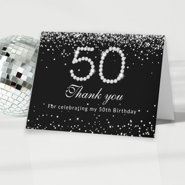Silver Diamonds 50. Geburtstag Dankeschön Karte (Von Creator hochgeladen)