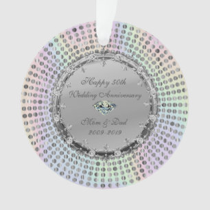 Silver Diamonds dotted 50 th Wedding Anniversary Ornament