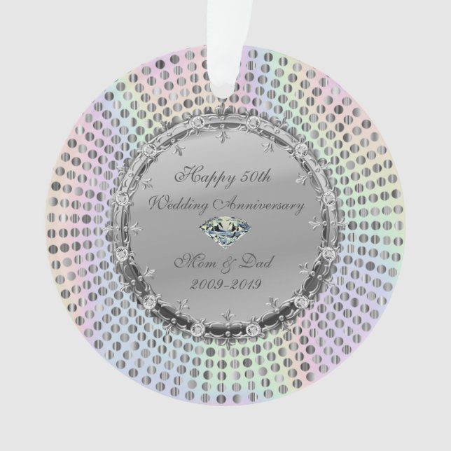 Silver Diamonds dotted 50 th Wedding Anniversary Ornament (Vorderseite)