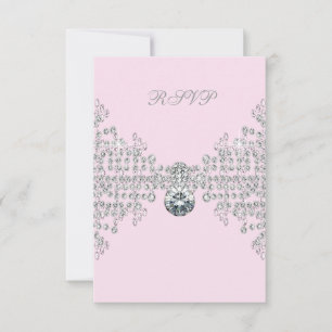 Silver Diamonds Pink Sweet 16 Geburtstagsparty UAW RSVP Karte