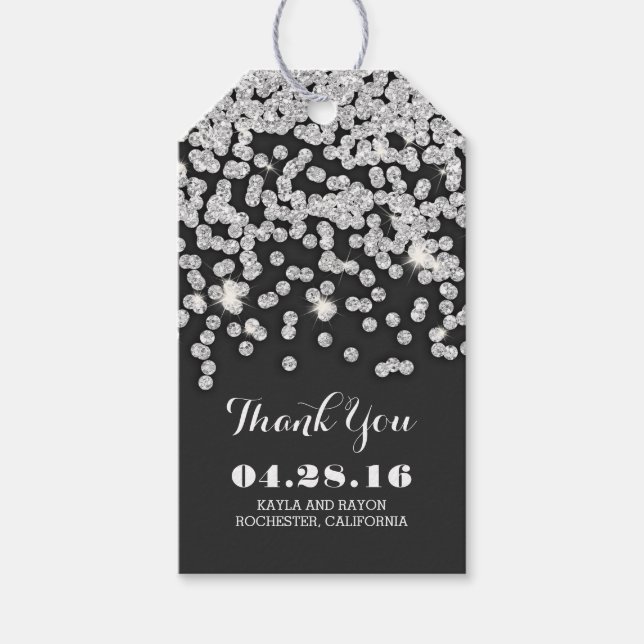 Silver Diamonds Wedding Vielen Dank Geschenkanhänger (Vorderseite)