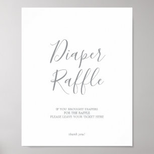 Silver Diaper Raffle Baby Duschzeichen Poster