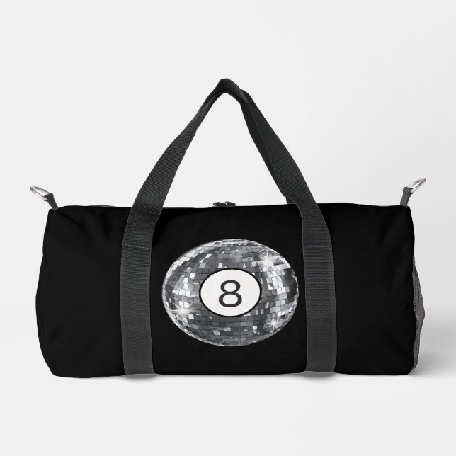 Silver Disco 8 Ball, trendiger Retro 70er Style Duffle Bag (Vorderseite)
