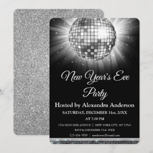 Silver Disco Ball 2024 Silver Disco Party Einladung
