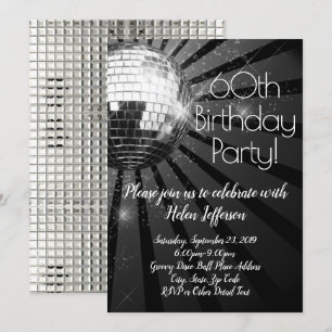 Silver Disco Ball 60. Geburtstagsparty Einladung