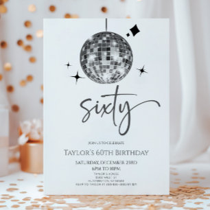 Silver Disco Ball 60. Geburtstagsparty Einladung