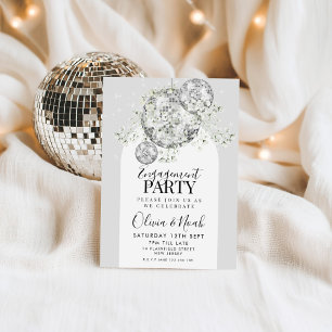 Silver Disco Ball Baby's Atem-Engagement Party Einladung