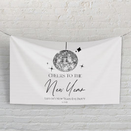 Silver Disco Ball Cheers Silvester Party Banner