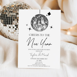 Silver Disco Ball Cheers Silvester Party Einladung