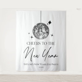Silver Disco Ball Cheers Silvester Party Wandteppich