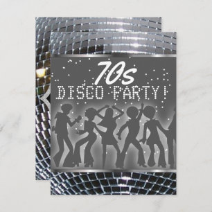 Silver Disco Ball Dance Party Retro 70er Party Einladung