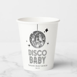 Silver Disco Ball "Disco Baby" Babydusche Pappbecher