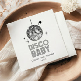 Silver Disco Ball "Disco Baby" Babydusche Serviette