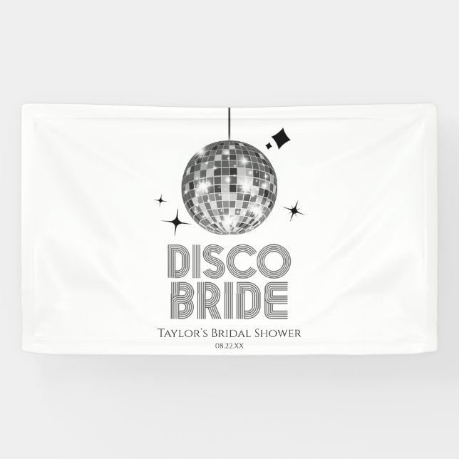 Silver Disco Ball Disco Bridge Brautparty Banner (Horizontal)
