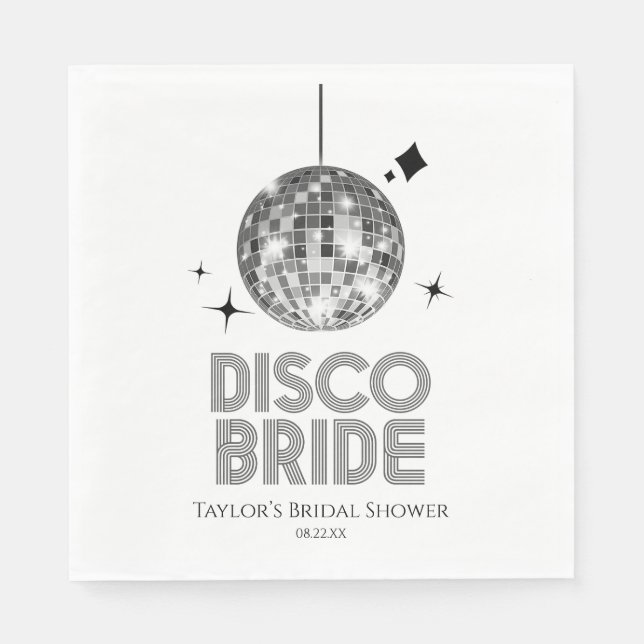 Silver Disco Ball Disco Bridge Brautparty Serviette (Vorderseite)