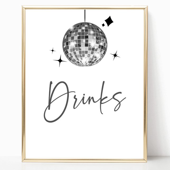 Silver Disco Ball Drinks Tafelschild Poster (Von Creator hochgeladen)