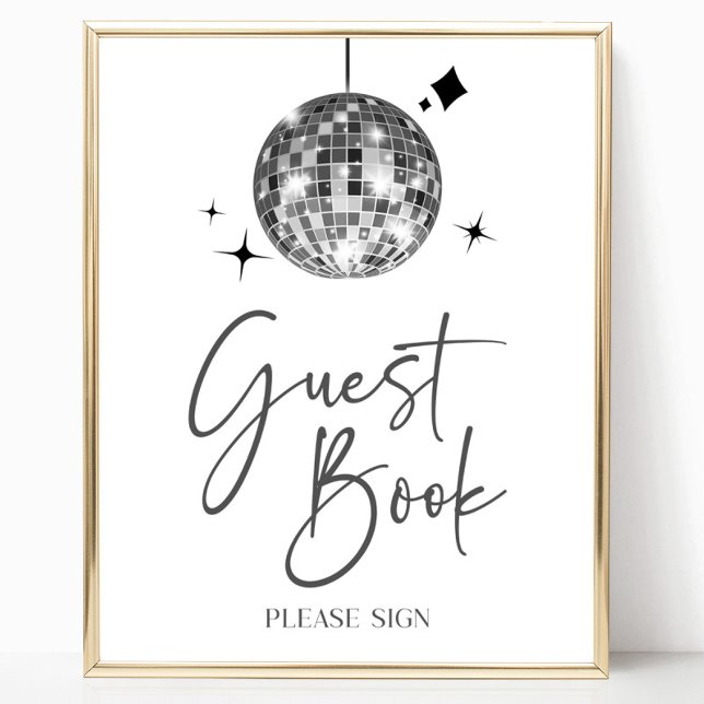 Silver Disco Ball Guest Book Party Signage Poster (Von Creator hochgeladen)
