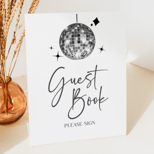Silver Disco Ball Guest Book Party Signage Sockelschild (Von Creator hochgeladen)