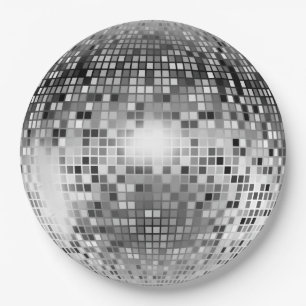 Silver Disco Ball Party Glamour Pappteller