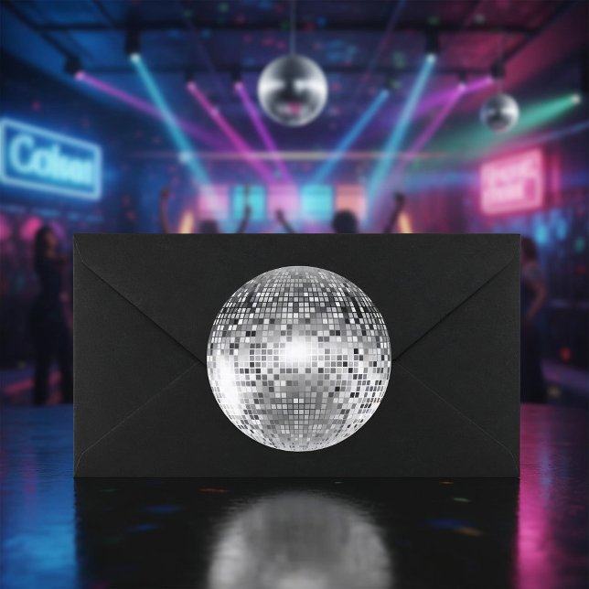 Silver Disco Ball Party Glamour Runder Aufkleber (Von Creator hochgeladen)