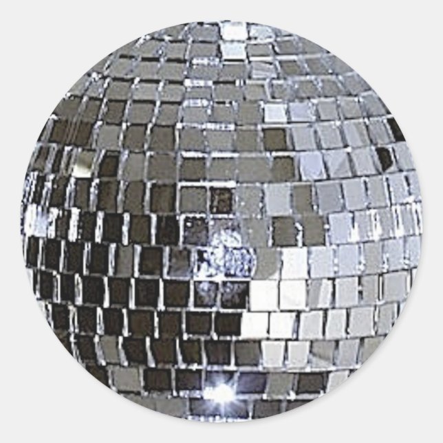 Silver Disco Ball Runder Aufkleber (Vorderseite)