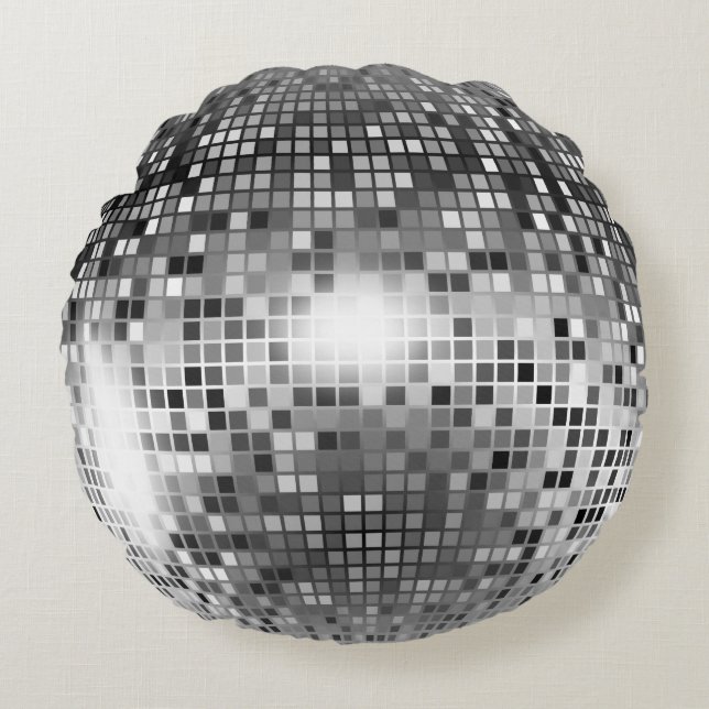 Silver Disco Ball Rundes Kissen (Vorderseite)