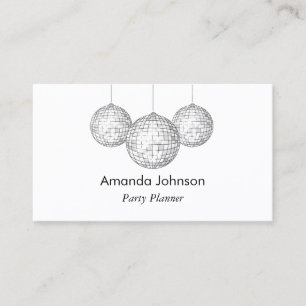 Silver Disco Balls Party Planer Custom Visitenkarte