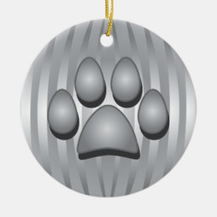 Silver Dog Bone and Paw Weihnachtsschmuck