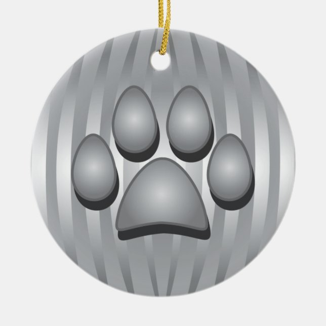 Silver Dog Bone and Paw Weihnachtsschmuck (Vorne)