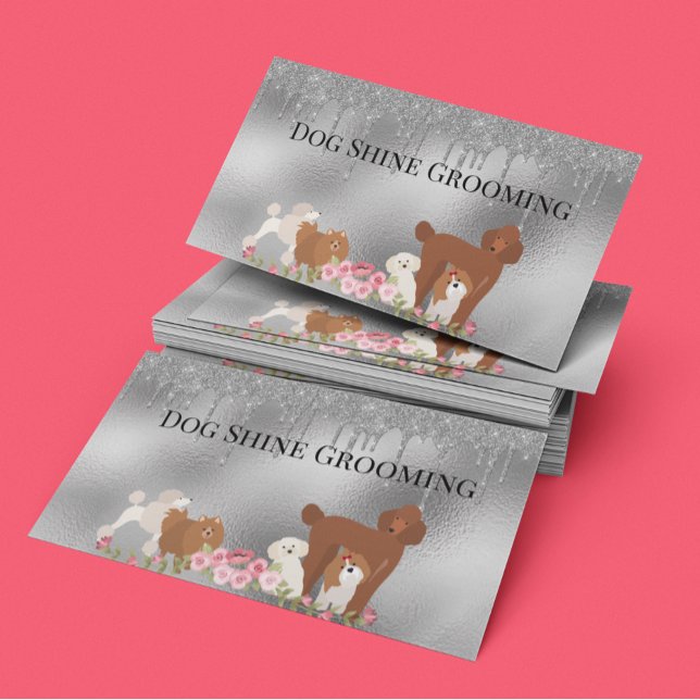 Silver Dog Grooming Glitzer Pet Services Visitenkarte (Von Creator hochgeladen)