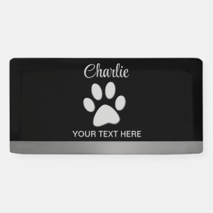 Silver Dog Paw auf schwarzem Hintergrund Banner