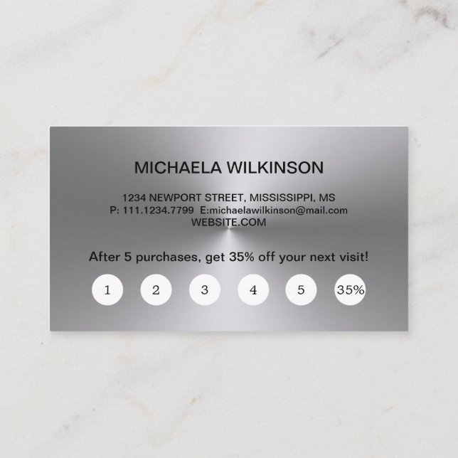 Silver Dog Paw auf schwarzem Pet Grooming Service Treuekarte (Rückseite)