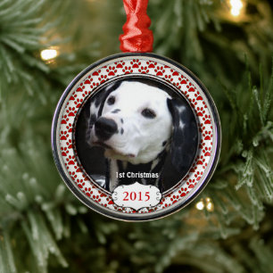 Silver Dog Paws mein erstes Weihnachtsgeschenk Fot Silbernes Ornament