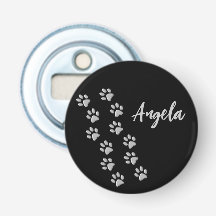 Silver Dog Paws Schwarzer Hintergrund Print Patter