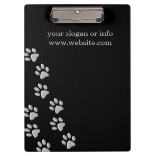 Silver Dog Paws Schwarzer Hintergrund Print Patter Klemmbrett