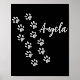 Silver Dog Paws Schwarzer Hintergrund Print Patter Poster