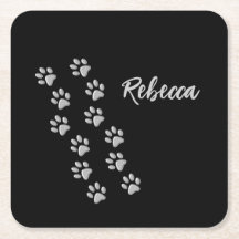 Silver Dog Paws Schwarzer Hintergrund Print Patter