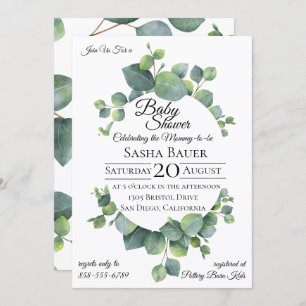 Silver Dollar Eucalyptus Baby Dusche Einladung