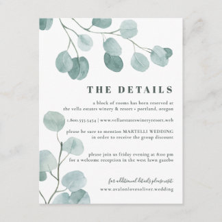 Silver Dollar Eukalyptus Wedding Begleitkarte