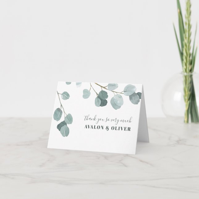 Silver Dollar Eukalyptus Wedding Dankeskarte (Vorderseite)
