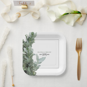 Silver Dollar Eukalyptus Wedding Pappteller