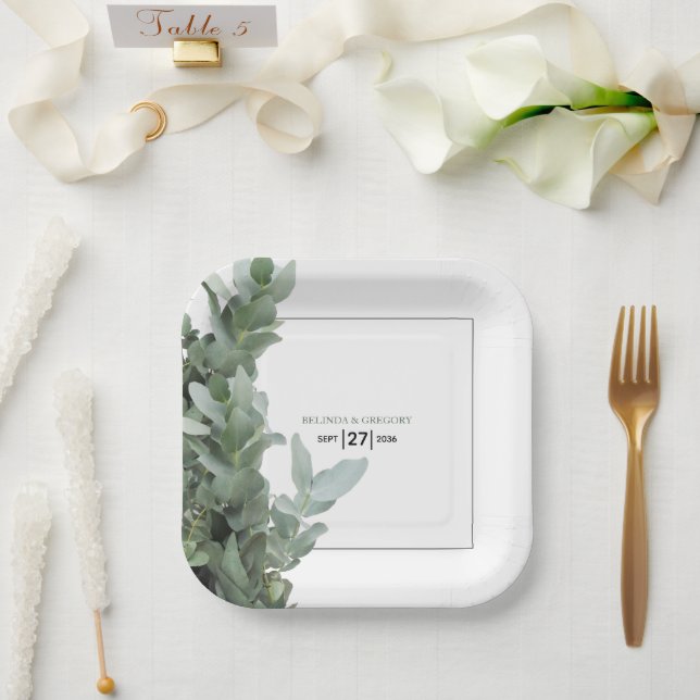 Silver Dollar Eukalyptus Wedding Pappteller (Hochzeit)