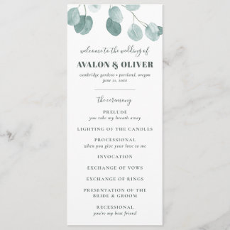 Silver Dollar Eukalyptus Wedding Programm