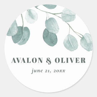 Silver Dollar Eukalyptus Wedding Runder Aufkleber